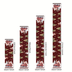Polyester Merry Christmas Table Runner Red Plaid Santa Claus Printed Table Cover