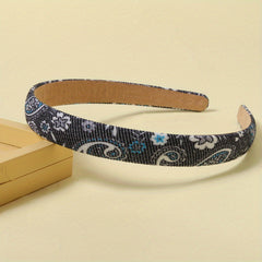 Boho Denim Headband Paisley Print Retro Style Head Hoop Women Girls Hair