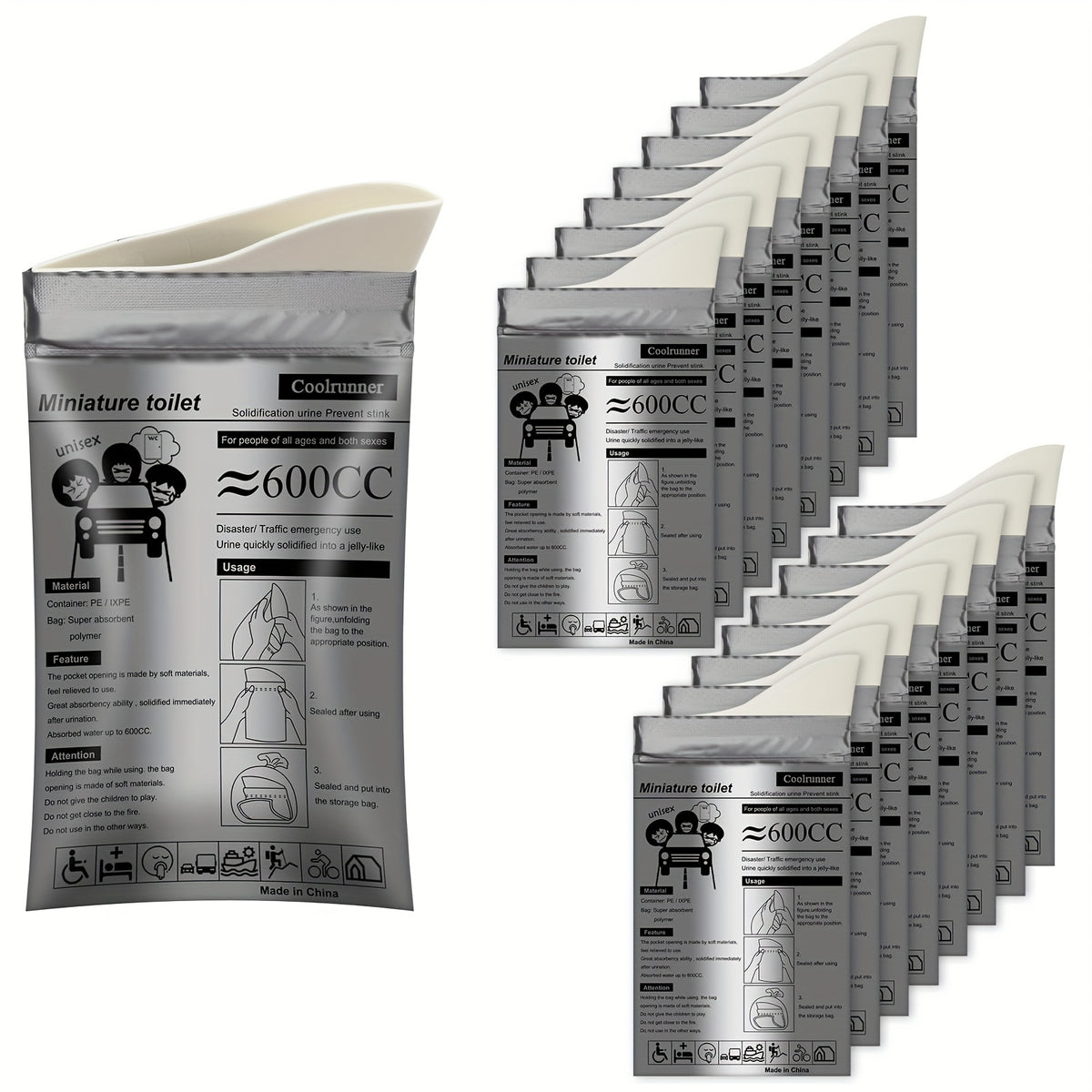 20pcs Camping Pee Bags Disposable Urinals & Vomiting Bags For Travel Emergency