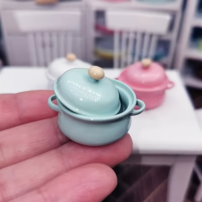 Mini Alloy Soup Pot Dollhouse Accessory for DIY Decoration Micro Landscape