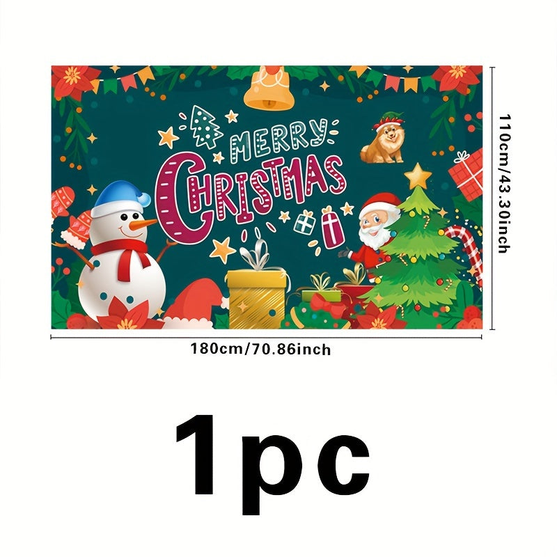 Cute Christmas Party Background Cloth - Snowman & Santa Claus