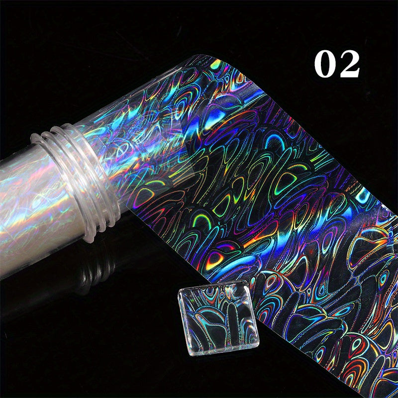 Holographic Nail Foil Transfer Stickers Laser Nail Art Decals