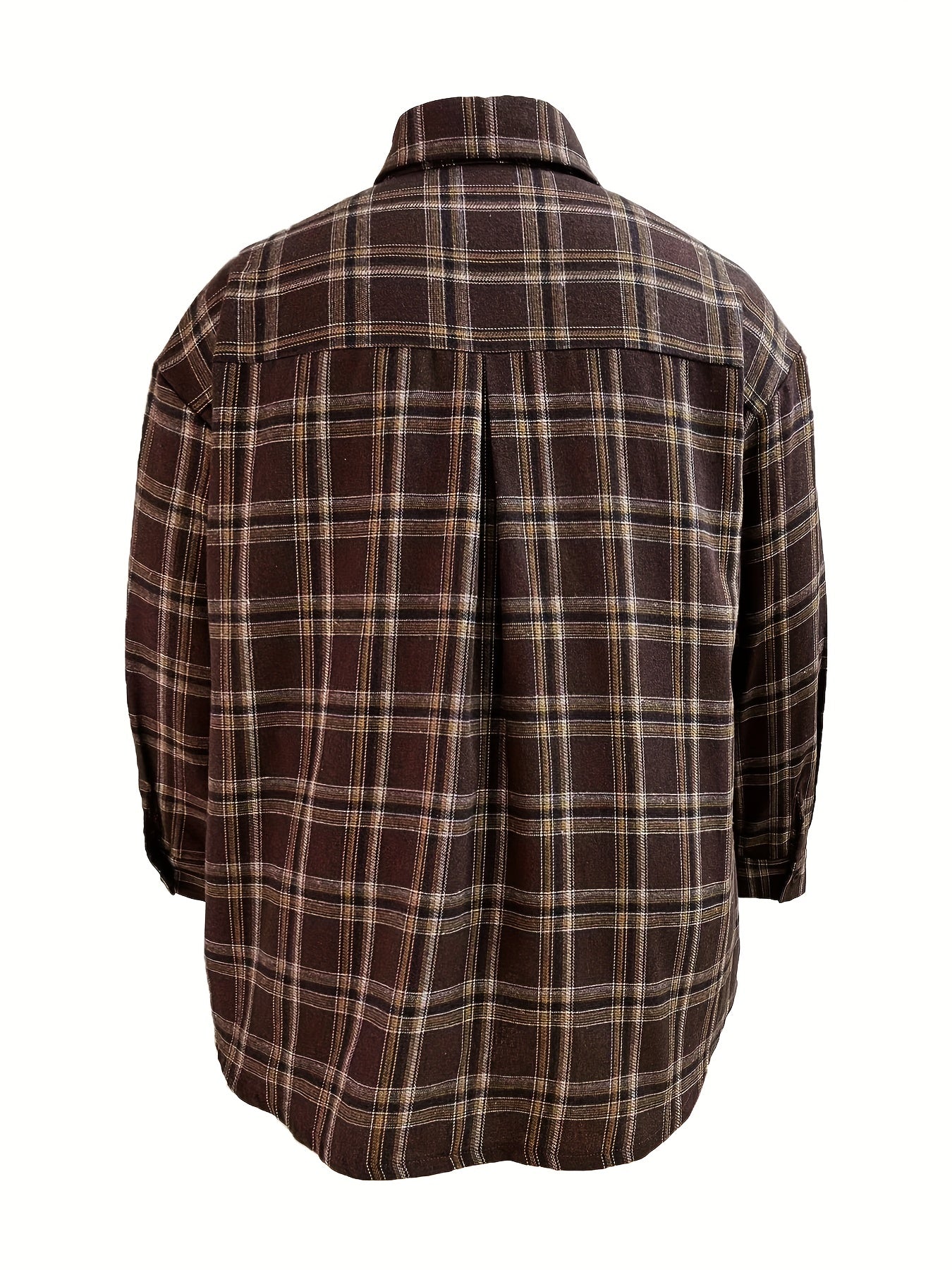  Plaid Print Long Sleeve Button Up Shirt Top