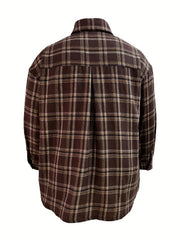  Plaid Print Long Sleeve Button Up Shirt Top