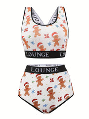  Snowflake & Gingerbread Man Bra & Panty Set