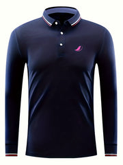Pink Bird Men's Polo Shirt Long Sleeve Top