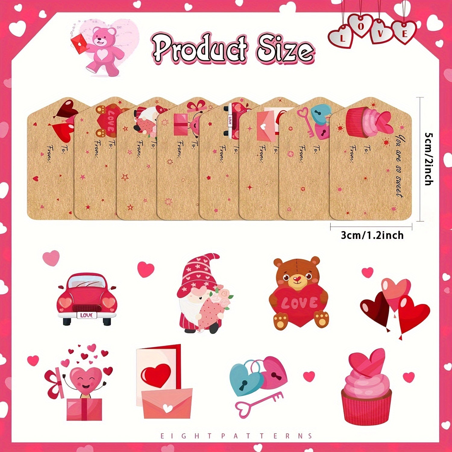 250 Heart Stickers Roll Gift Series Adhesive Sticker Labels