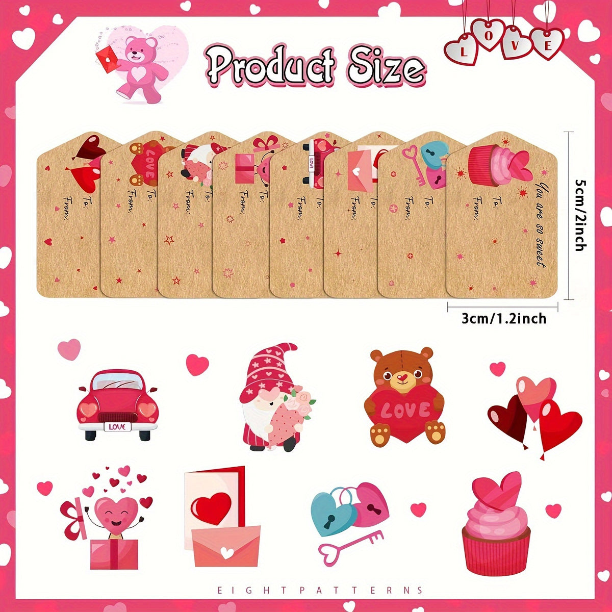 250 Heart Stickers Roll Gift Series Adhesive Sticker Labels