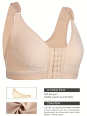 Front Closure Sports Bra Solid No Wire Bralette Vest Women's Lingerie