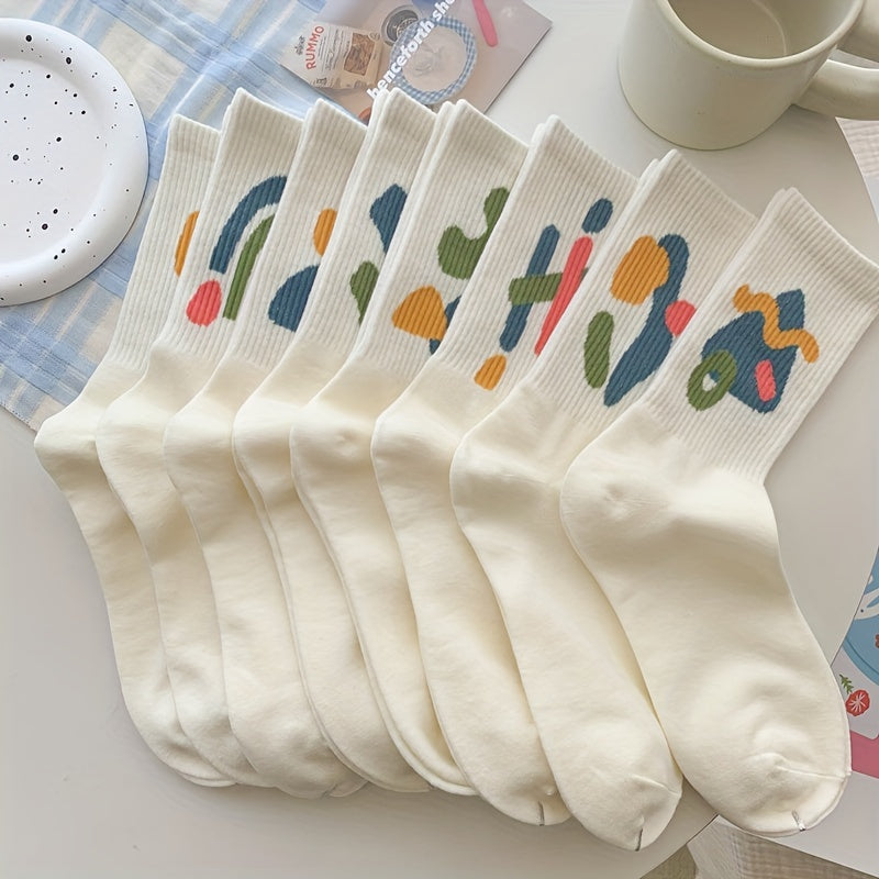 8 Pairs Graffiti Print Socks Women's Stockings