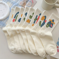 8 Pairs Graffiti Print Socks Women's Stockings