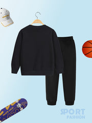 Boys Basketball Sweatshirt & Sweatpants Set Kids Fall Winter Clothes