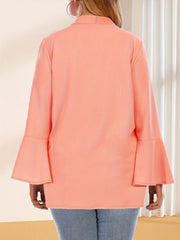  Solid Bell Sleeve Open Front Cardigan