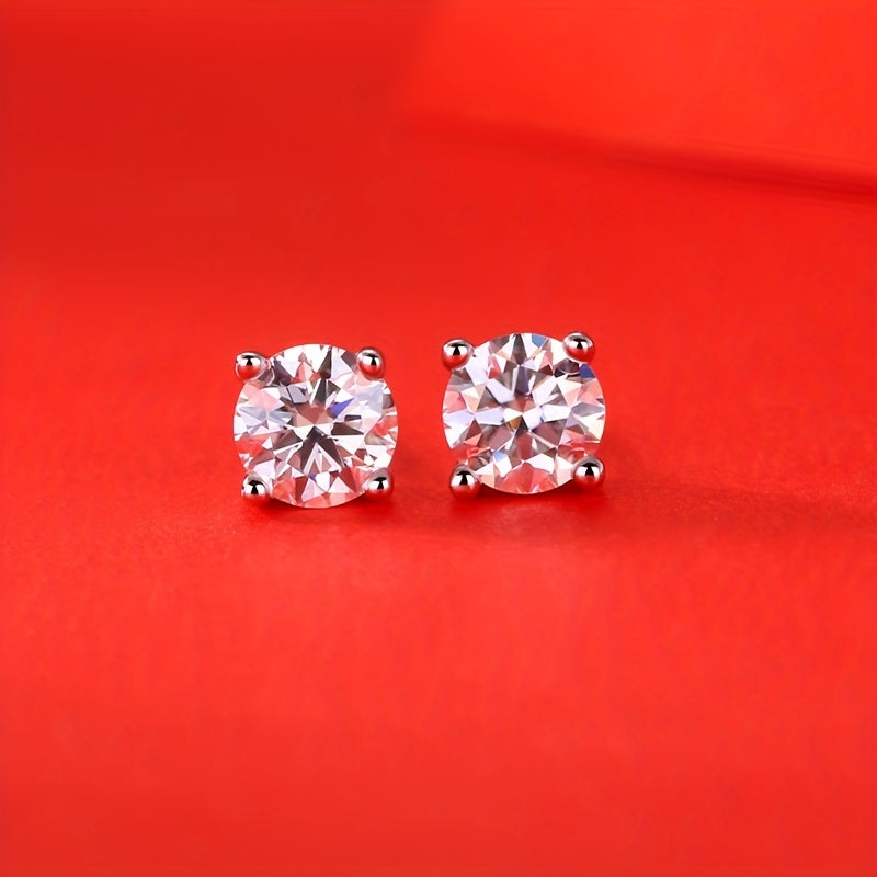 Moissanite Stud Earrings Sterling Silver Women's Jewelry Decor