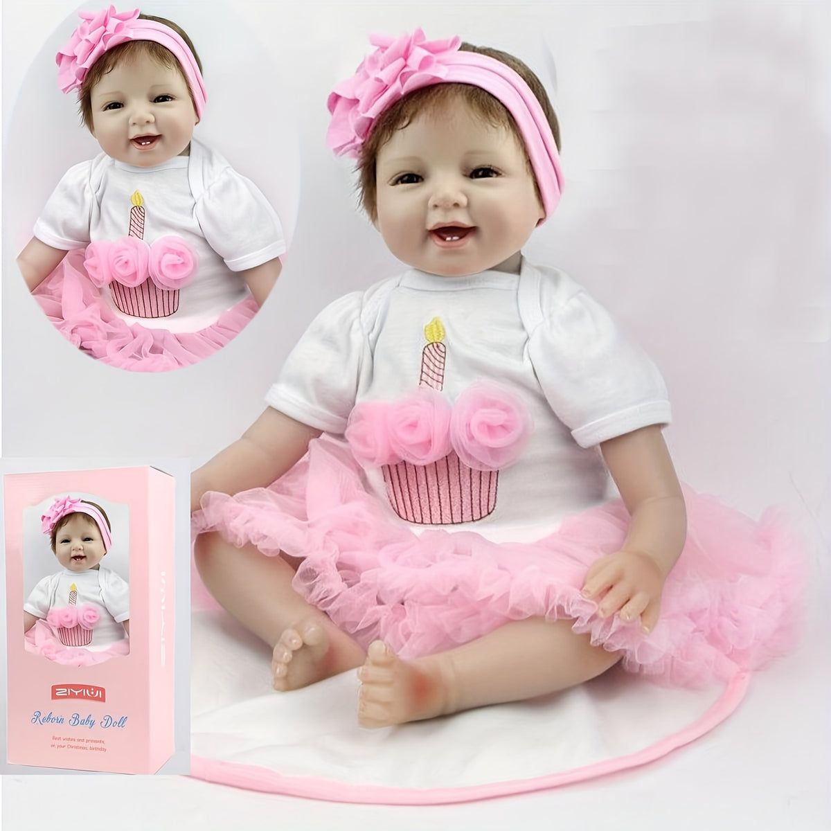 22 Inch Reborn Dolls Soft Silicone Vinyl Toddlers Dolls Boy Girl Toys