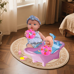 Bathroom Toy Set with Bathtub and Swimming Ring for Dolls