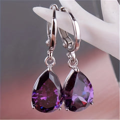 2pcs Men's Amethyst & Drop Earrings Noble Earrings
