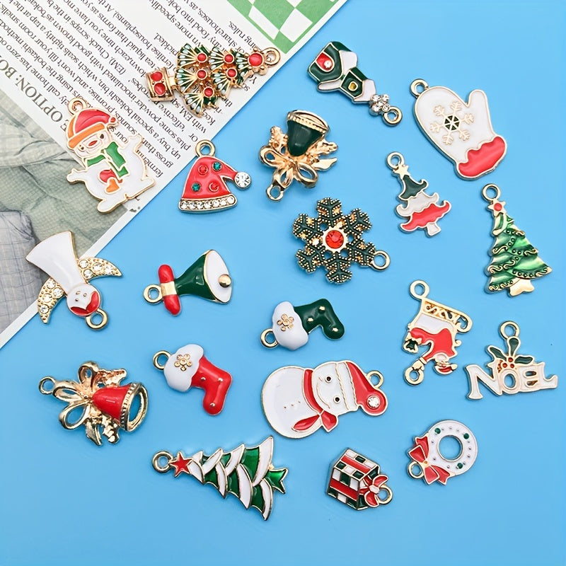 46pcs Enamel Charms Christmas Series For Jewelry Making Necklace Bracelets Decor