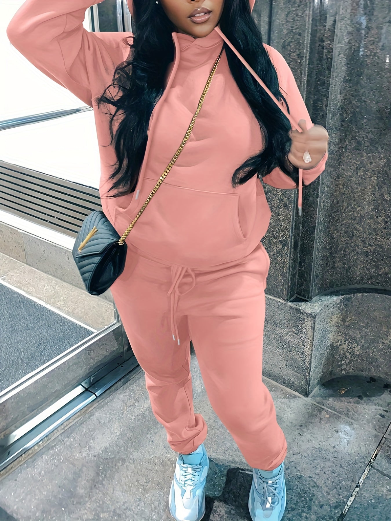 Casual Drawstring Pantsuits Two piece Set