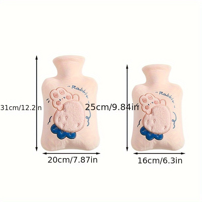 Portable Explosion-proof Hand Warmer Plush Cover Cartoon Pattern Hot Water Bag