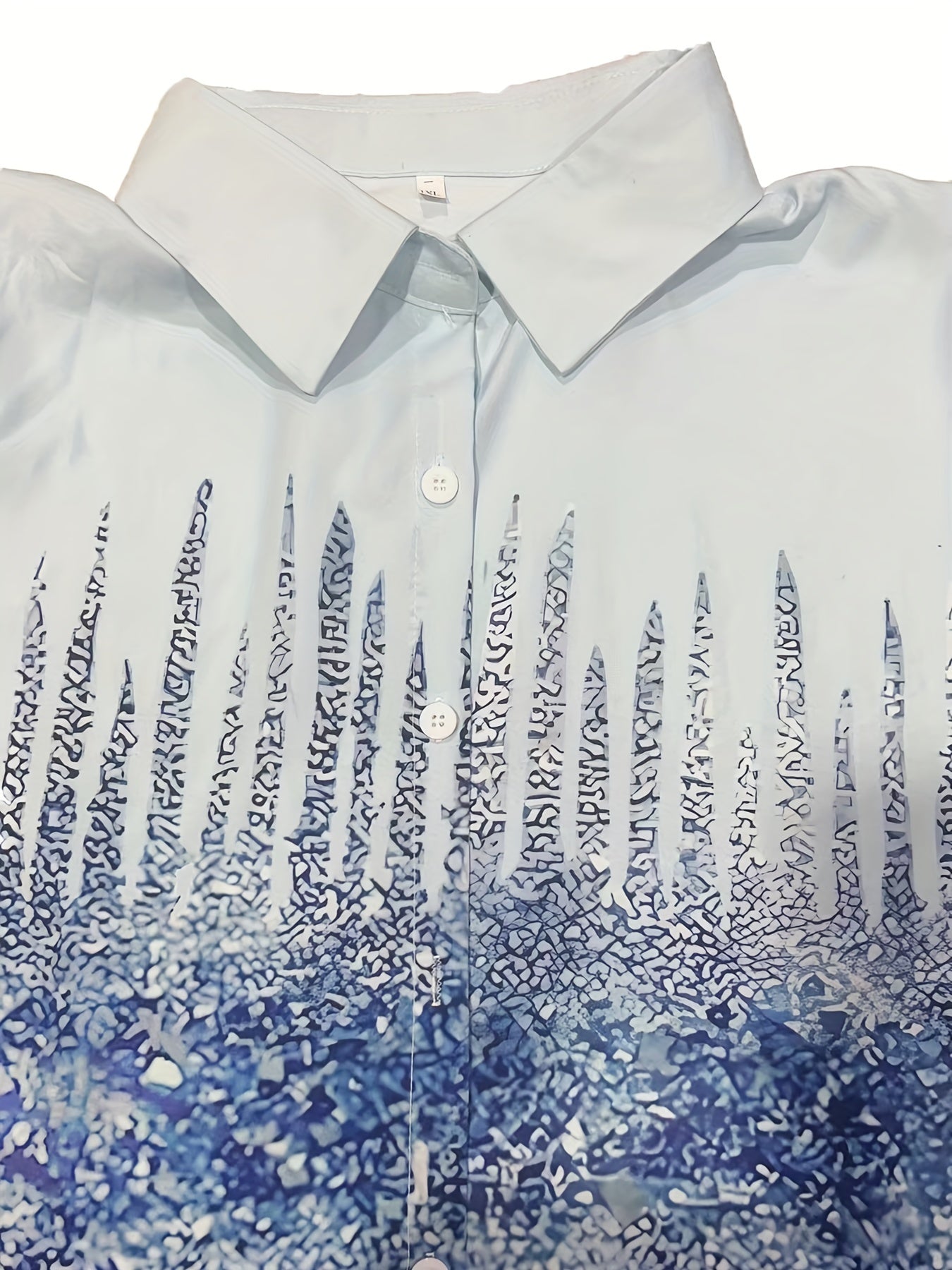  Ombre Print Button Up Collar Blouse
