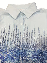  Ombre Print Button Up Collar Blouse