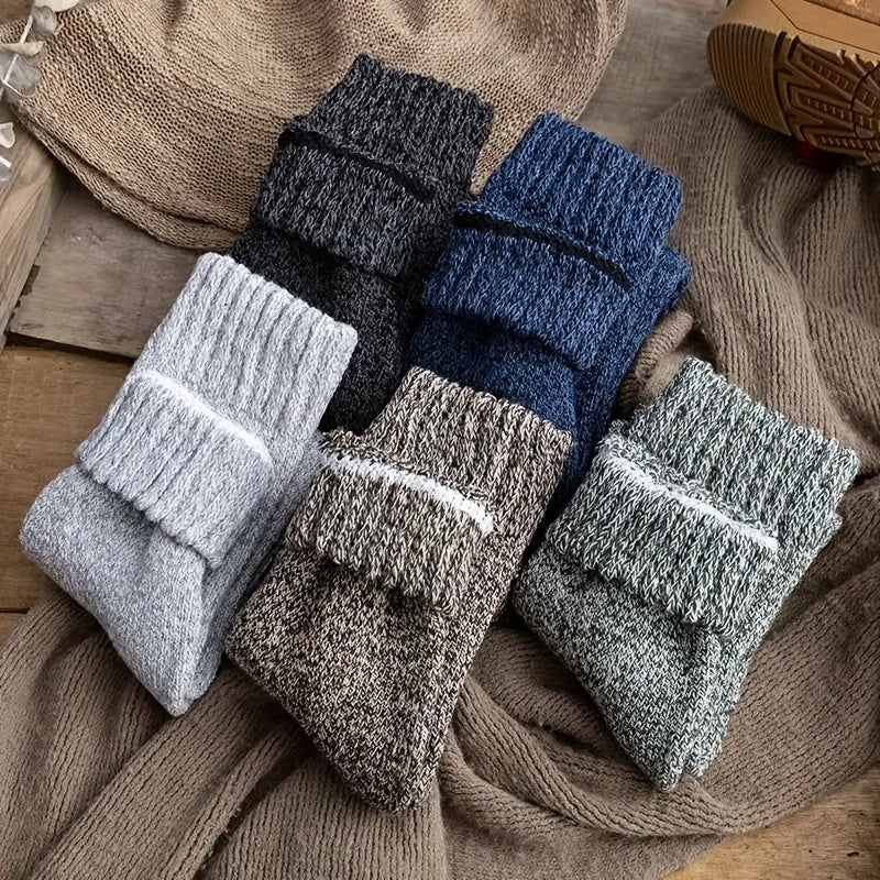 5 Pairs Warm Plush Crew Socks, Coldproof & Thickened, Home & Sports Use