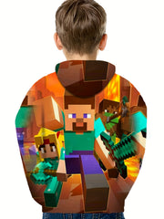 Kids Pixel Hooded 3D Printed Sweatshirt