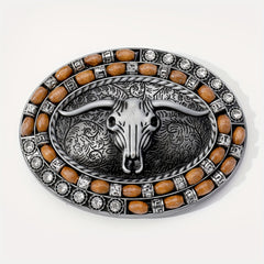Boho Bull Head Belt Buckle Women Men Western Cowgirl Leather Waistband DIY