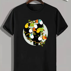Parrots Print Men's Graphic T-shirt for Summer