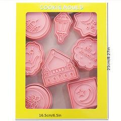 8pcs Eid Cookie Cutters Plastic Moon Star Pattern Candy Mold Eid Mubarak Biscuit