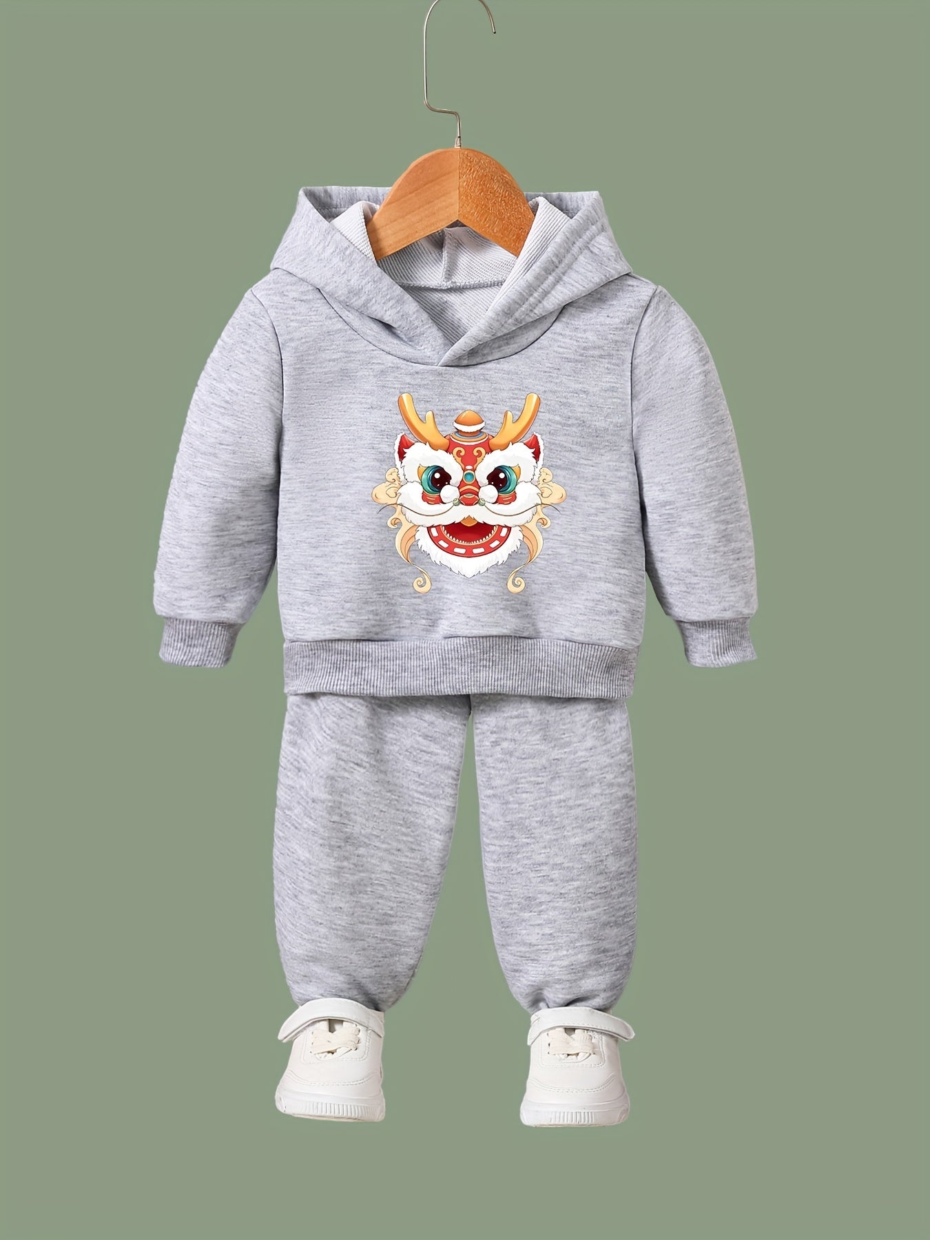 Chinese Lion Dance 2pc Set Girls Casual Comfy Activewear for Spring Fall