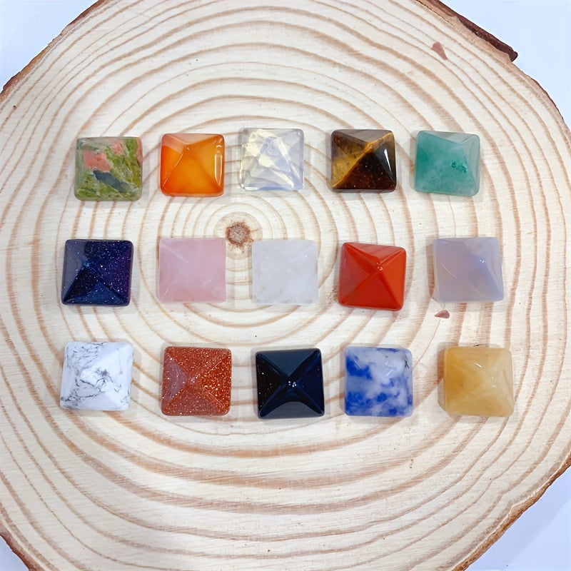 14mm Crystal Pyramid Carving Healing Stones Colorful Reiki Handicraft