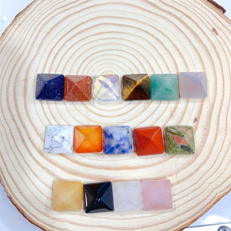 14mm Crystal Pyramid Carving Healing Stones Colorful Reiki Handicraft
