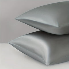 2pcs Silvery Grey Silk Pillowcase Satin Pillowcase with Envelope Closure