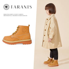 TARANIS Girls Combat Boots Lace Up Side Zip Soft Sole Anti Slip High Top Shoes