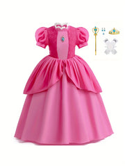 Princess Dress With Jewel Puff Sleeves