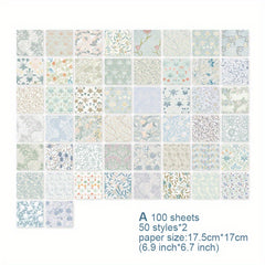 100 Sheets Vintage Floral Scrapbook Paper DIY Crafts Journals Decoupage