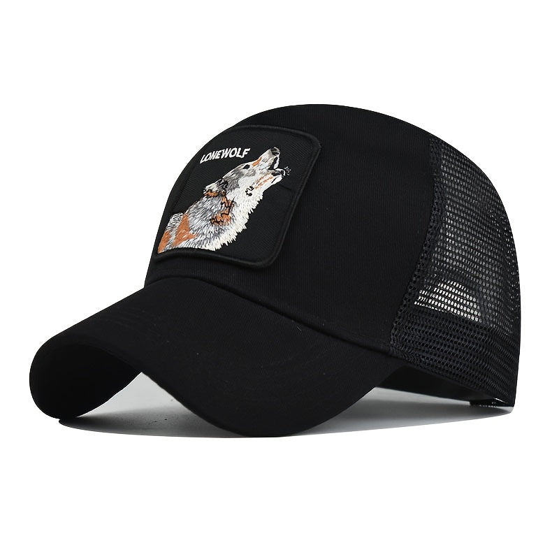 Embroidered Animal Baseball Cap Mesh Peaked Sun Hat