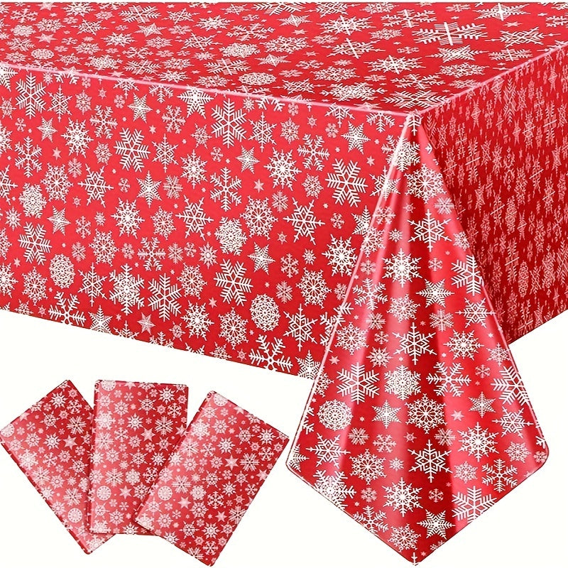 Christmas Snowflake Tablecloth Red Winter Tablecloth Colored Rectangular
