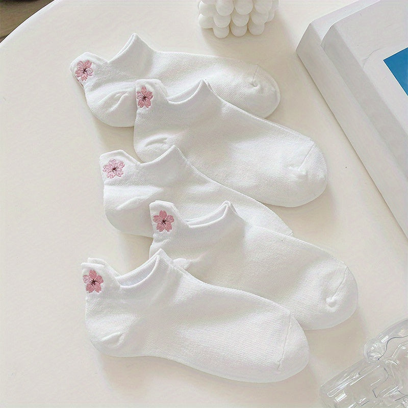 5 Pairs Floral Print Socks Low Cut Ankle Socks Women's Stockings