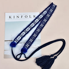 Faux Rabbit Fur Pom Belt Rope Autumn And Winter Woven Belt