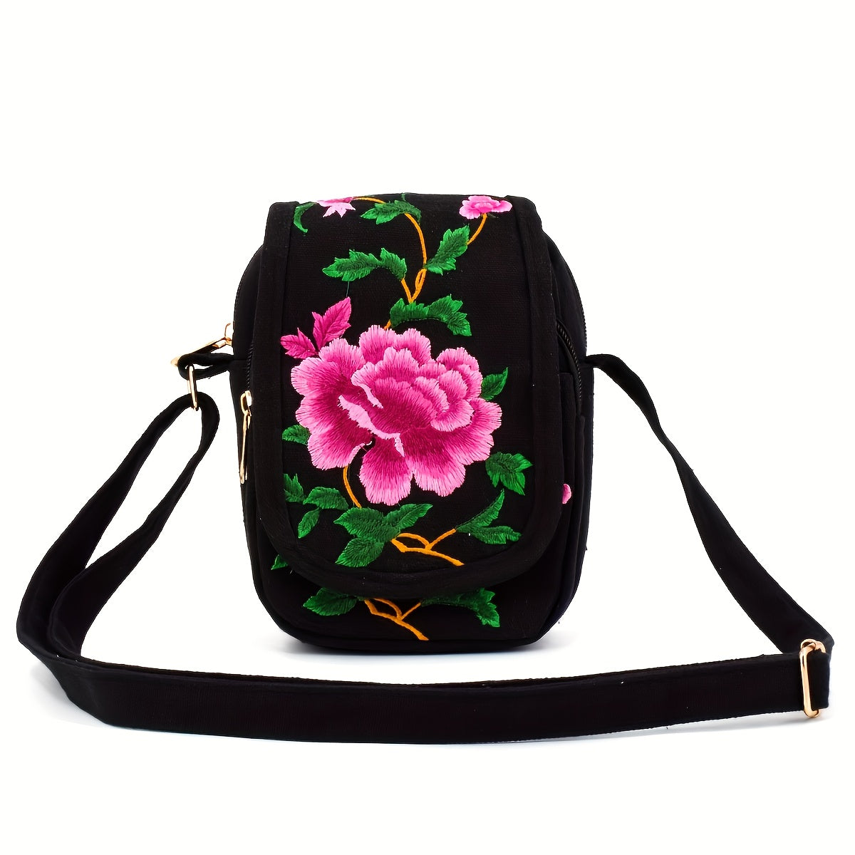 Vintage Ethnic Style Mini Crossbody Bag with Flower Embroidery