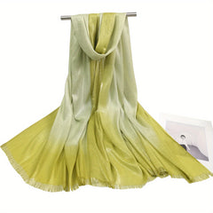 Vintage Gradient Scarf Hijab Solid Turban Warm Shawl Women Head Wrap