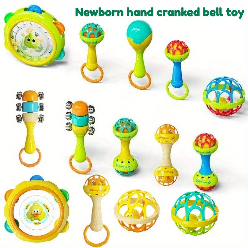 6Pcs Hand Cranked Bell Ball and Tambourine Toys