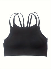 Ribbed Sports Bra Double Straps Breathable Running Workout Lingerie