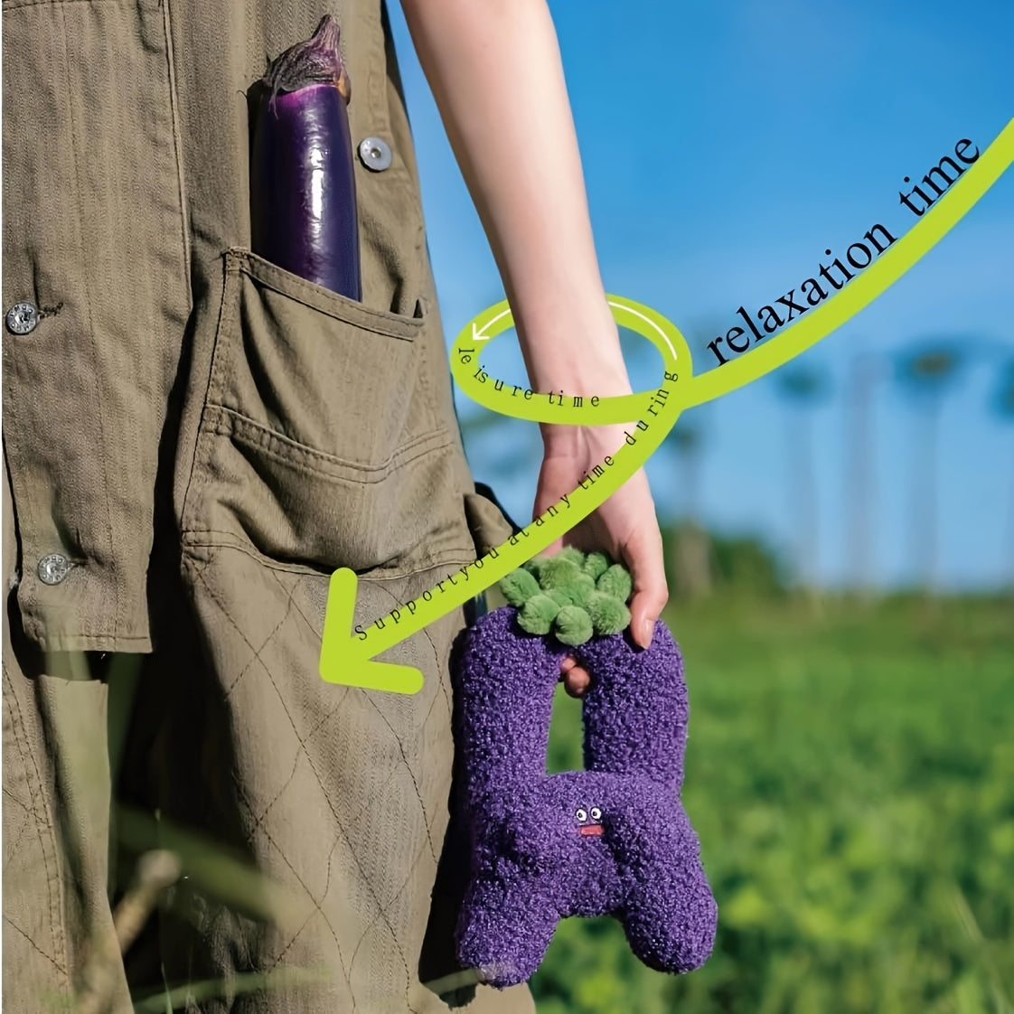 Plush Eggplant Toy Cell Phone Holder Expression Doll Decorative Toy