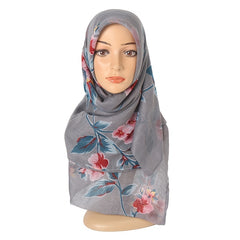 Printed Plants Floral Shawl Warm Yarn Scarf Head Wrap Sun Protection Beach