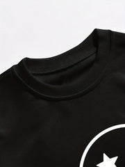 Smiling Face And Letter Print Boys Casual Pullover Sweatshirt