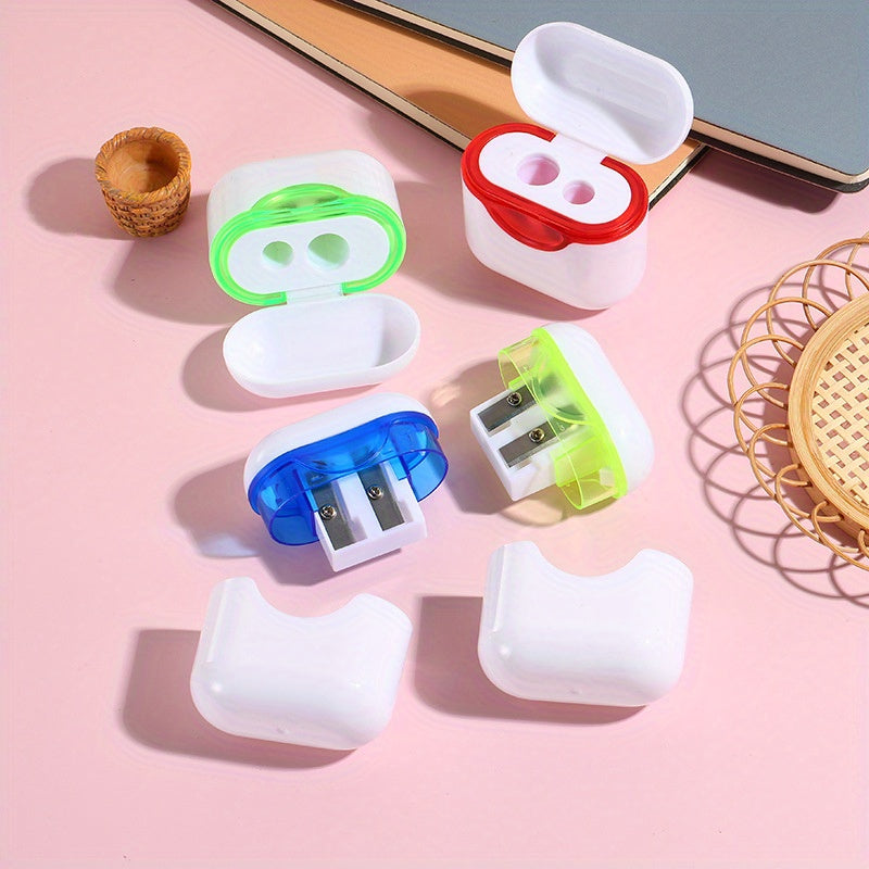 2pcs Dual Hole Pencil Sharpeners Large& Small Holes Compact Portable
